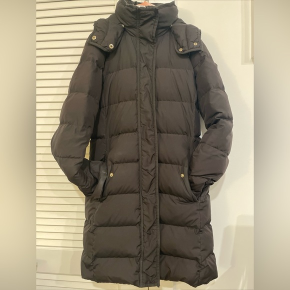 Jcrew long down puffer jacket black hooded - Picture 3 of 8